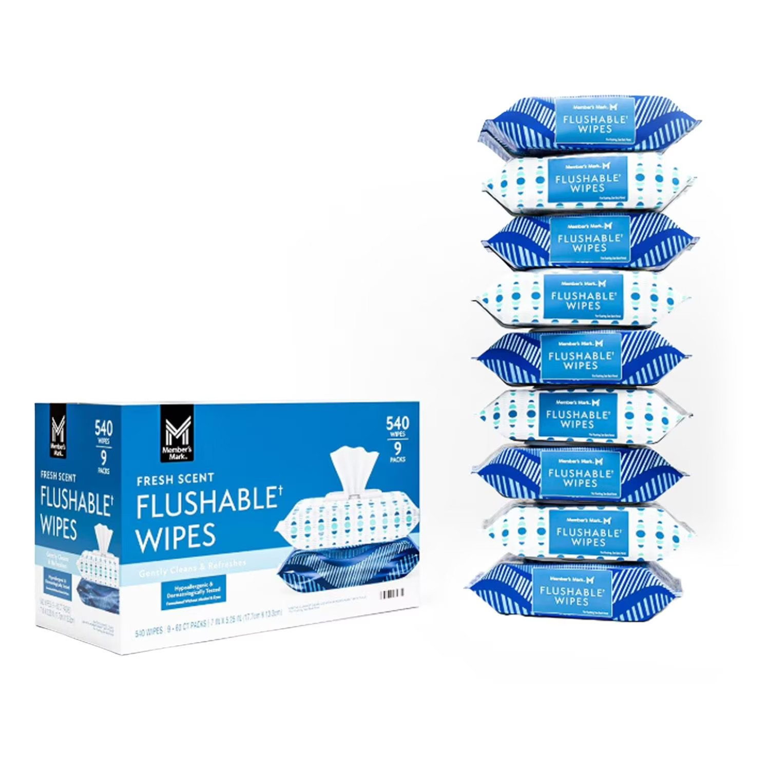Member’s Mark Flushable Wipes, Fresh Scent, 540 Count