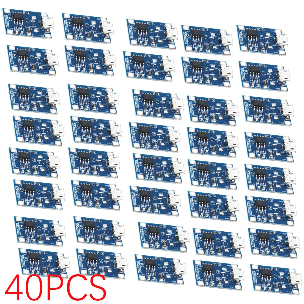 40pcs 5V Micro USB 1A 18650 Lithium Battery Charging Board Charger Module TP4056