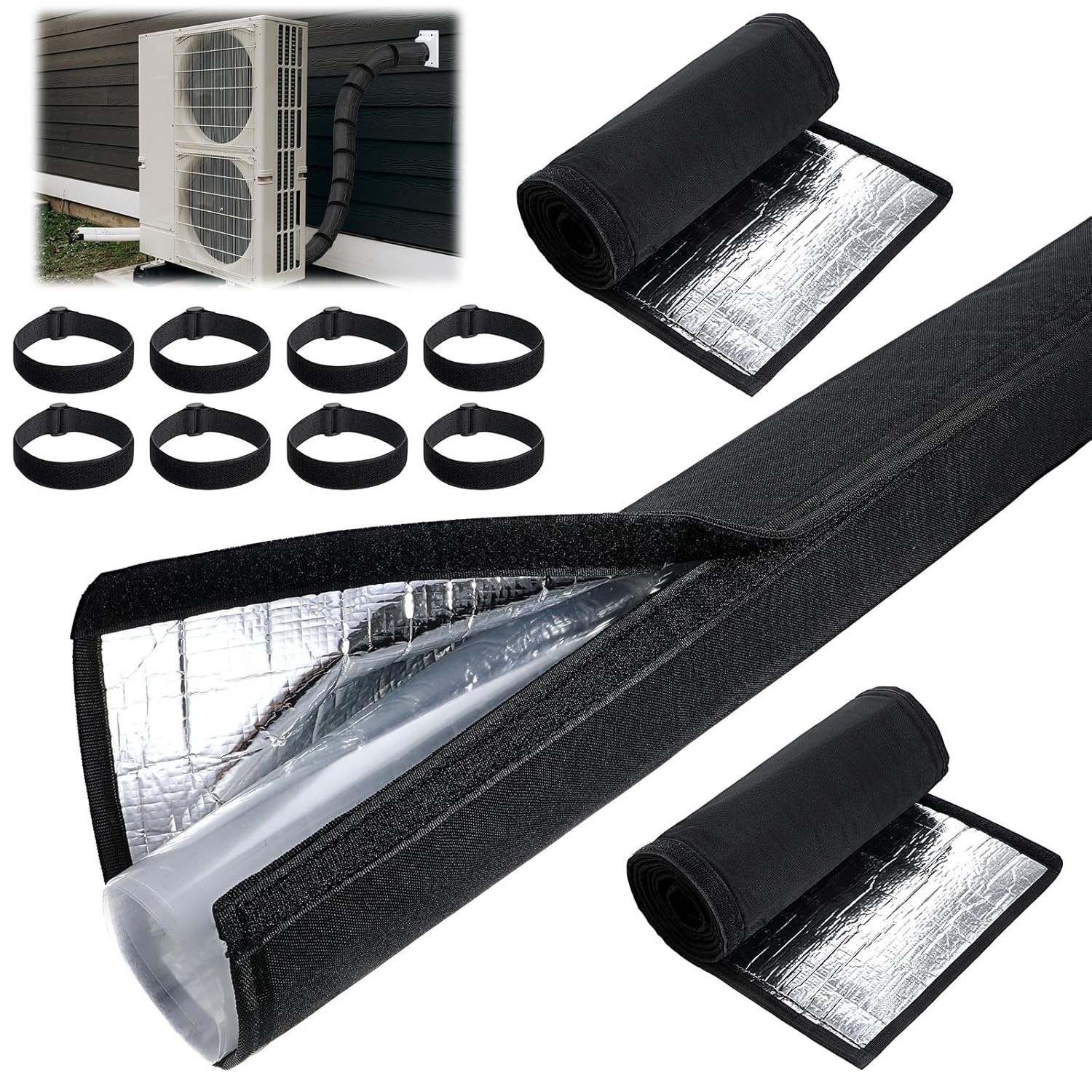 2Pack HVAC Copper Pipe Insulation Cover 72″x10.8″ Outdoor AC Line Wrap
