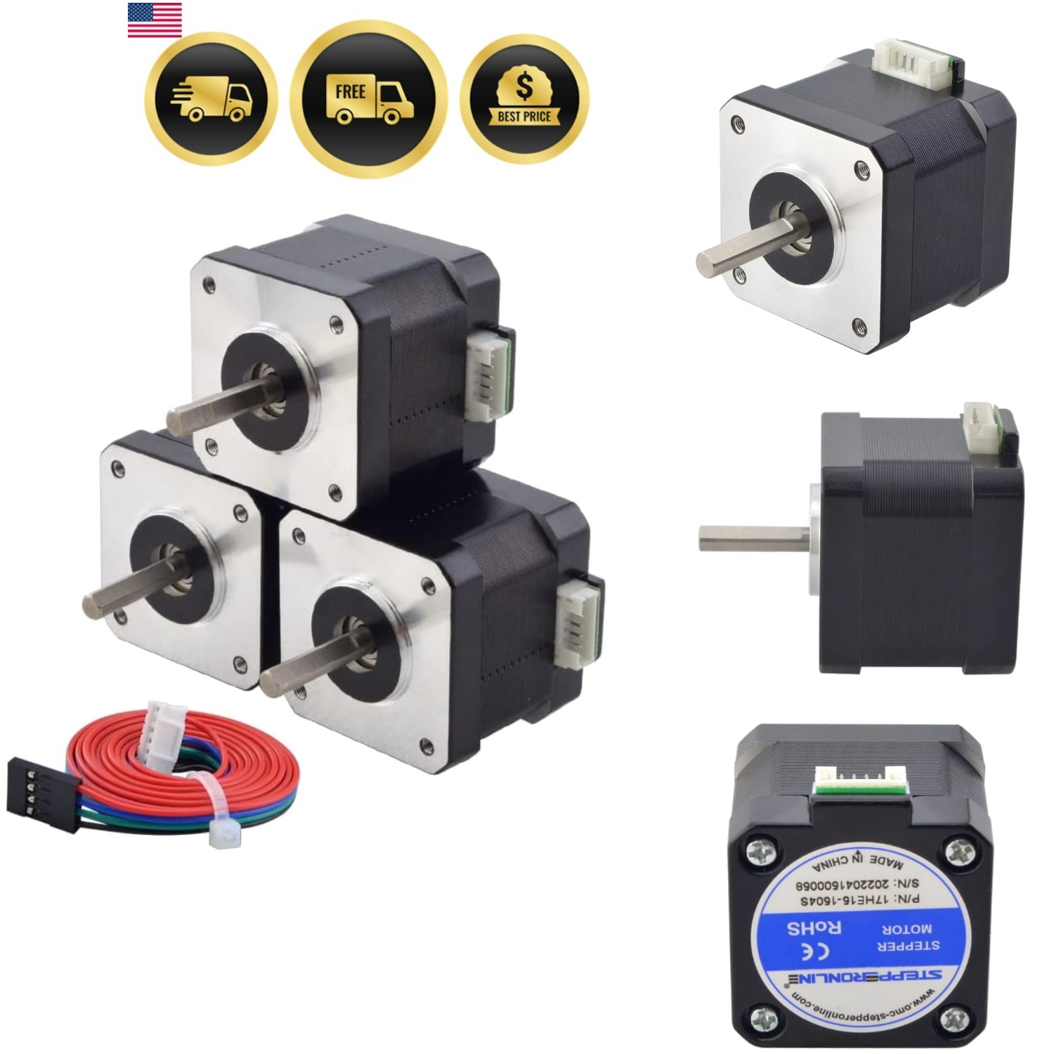Nema 17 Stepper Motor Bipolar 1.5A 42Ncm 42x42x38mm 1.8deg 4 Wires with 1m Ca…