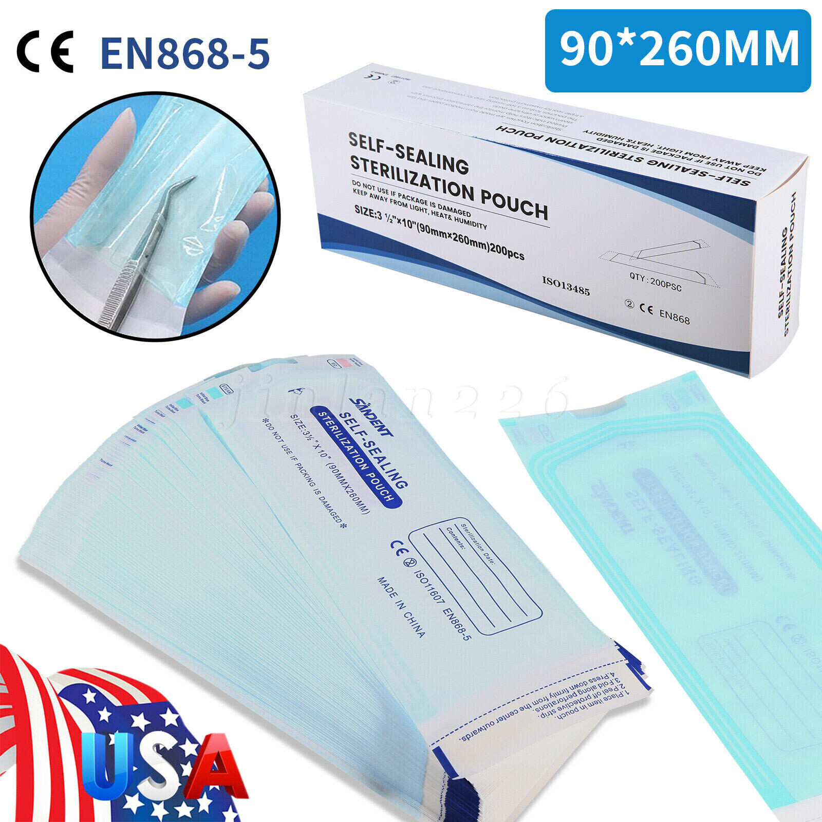 3.5″ X 10″ Self Sterilization Pouches Autoclave Pouch, Sterilizer Bags Dental US