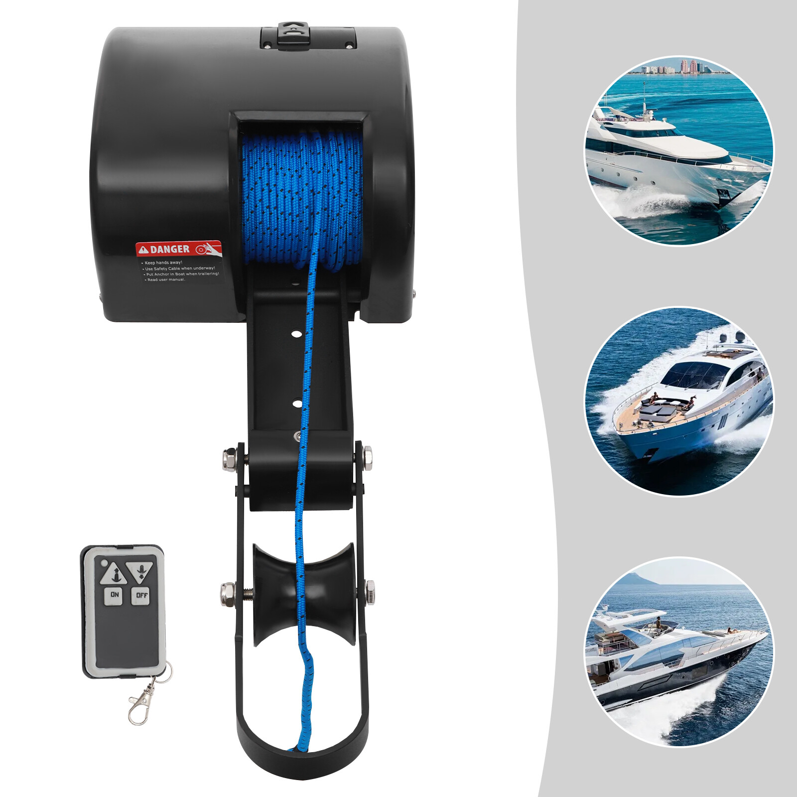 35lbs Electric Anchor Winch with Roller & Remote Control for Boat Marine Winch