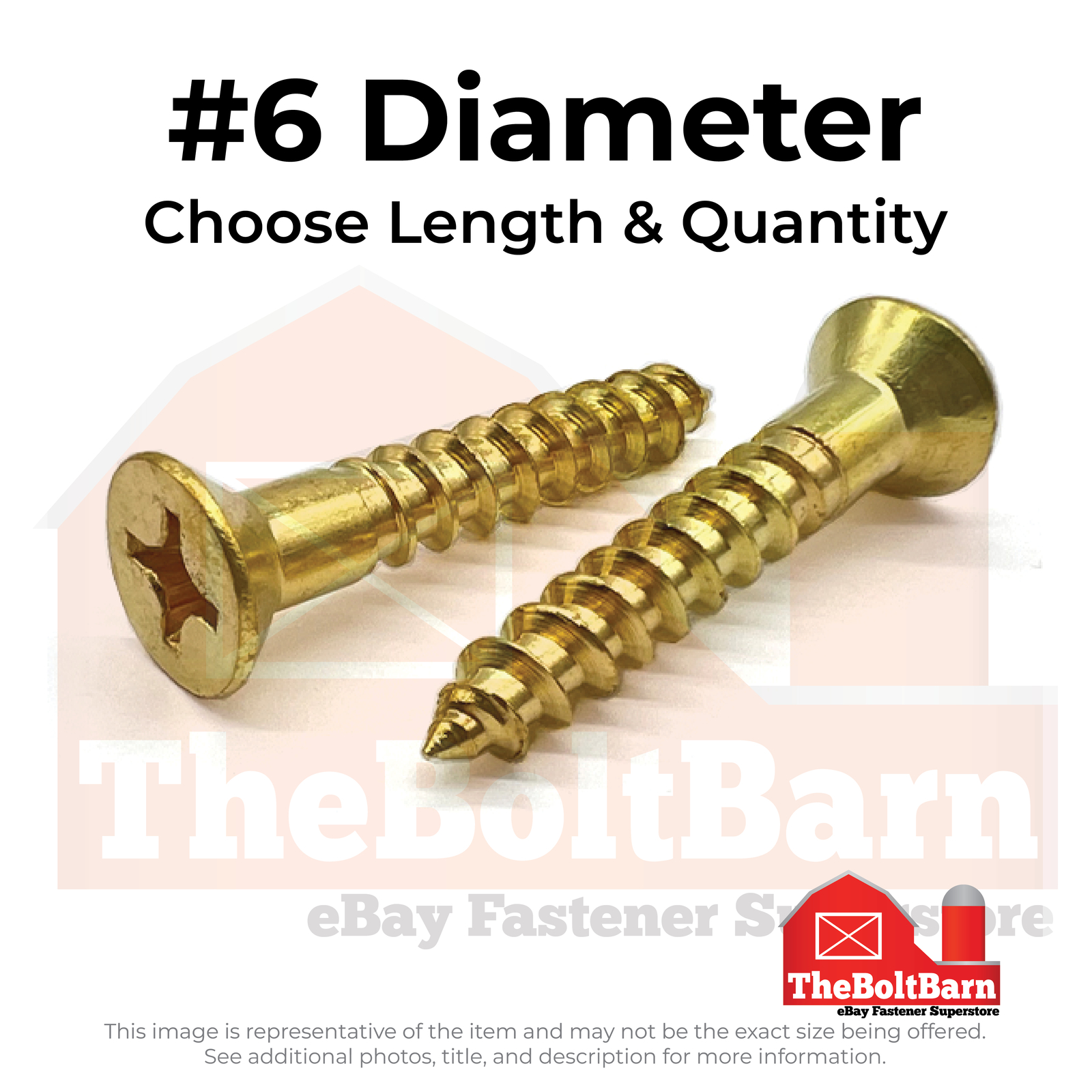 #6 Phillips Flat Head Wood Screws Brass (Choose Length & Qty)