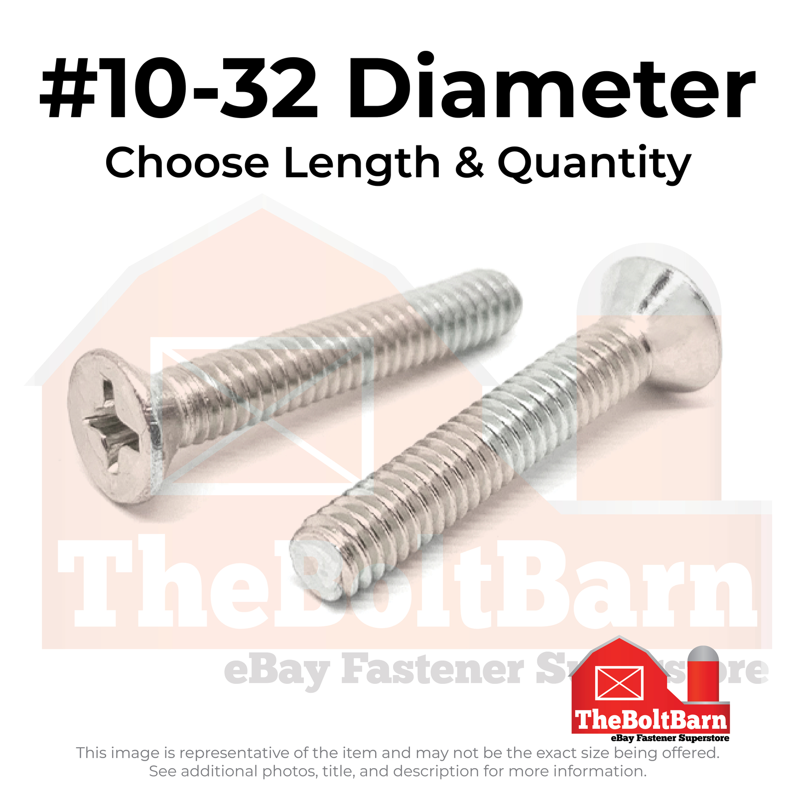 #10-32 316 Stainless Steel Phillips Flat Head Machine Screws (Pick Length & Qty)