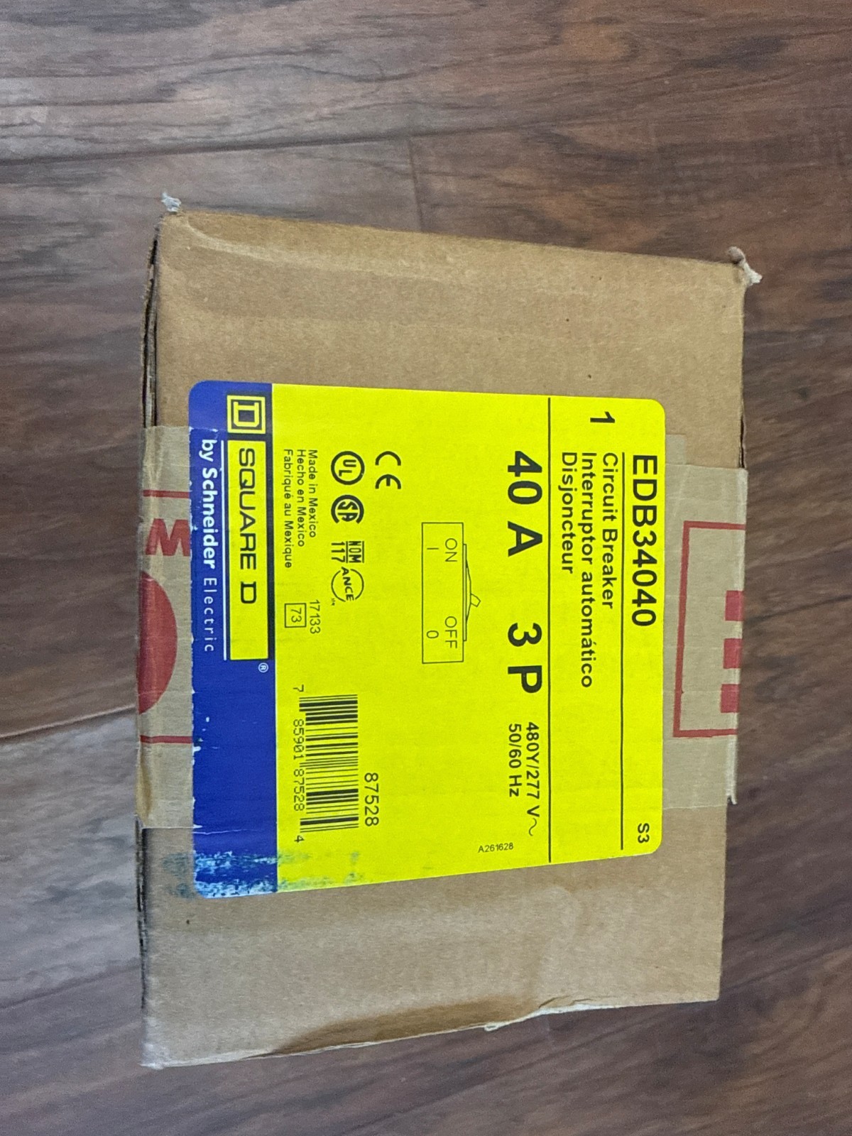 Square D EDB34040 Circuit Breaker 3-Pole 40A 480Y/277V Bolt-On