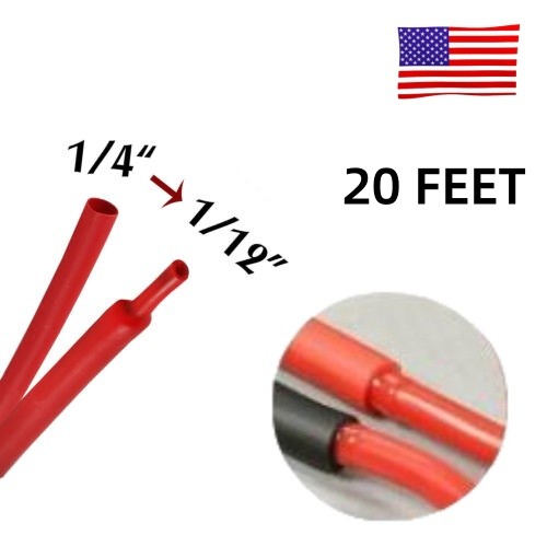 20ft 3:1 Ratio Heat Shrink Tubing Dual Wall Adhesive Glue Lined Φ1/4″ (6.4mm) US