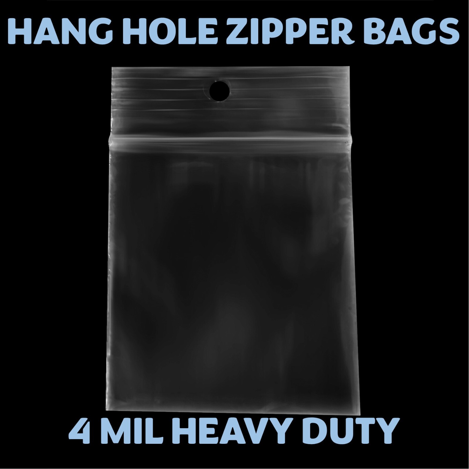 6″x4″ Hang Hole Zip Top Lock Seal Reclosable Poly Bags Zipper Baggies 4Mil