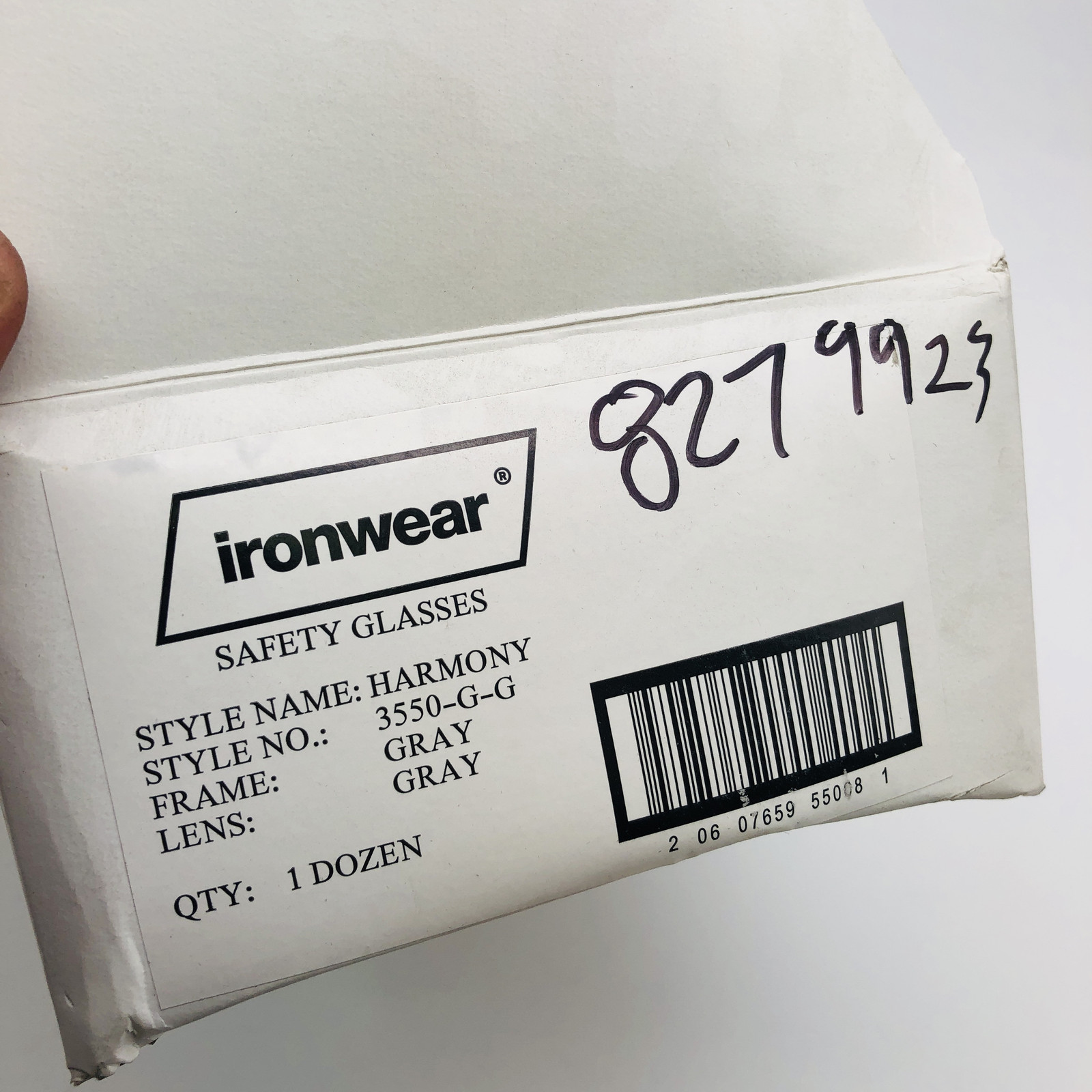 12x Ironwear 3550-G-G Safety Glasses Harmony Gray/Gray 1 Piece Lens Scratch Resi