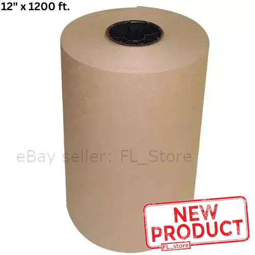 12″ x 1200 Feet Brown Kraft Paper 30 lb Basis Weight Roll Packaging Shipping NEW