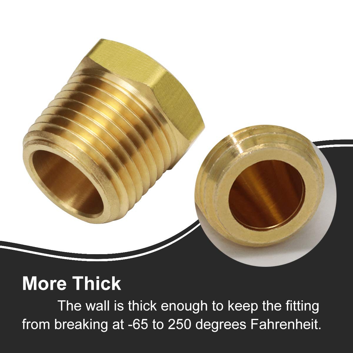 1/2 Inch NPT Male to 1/8 Inch NPT Female Reducing Brass Bushing Adapter – 2 Pack