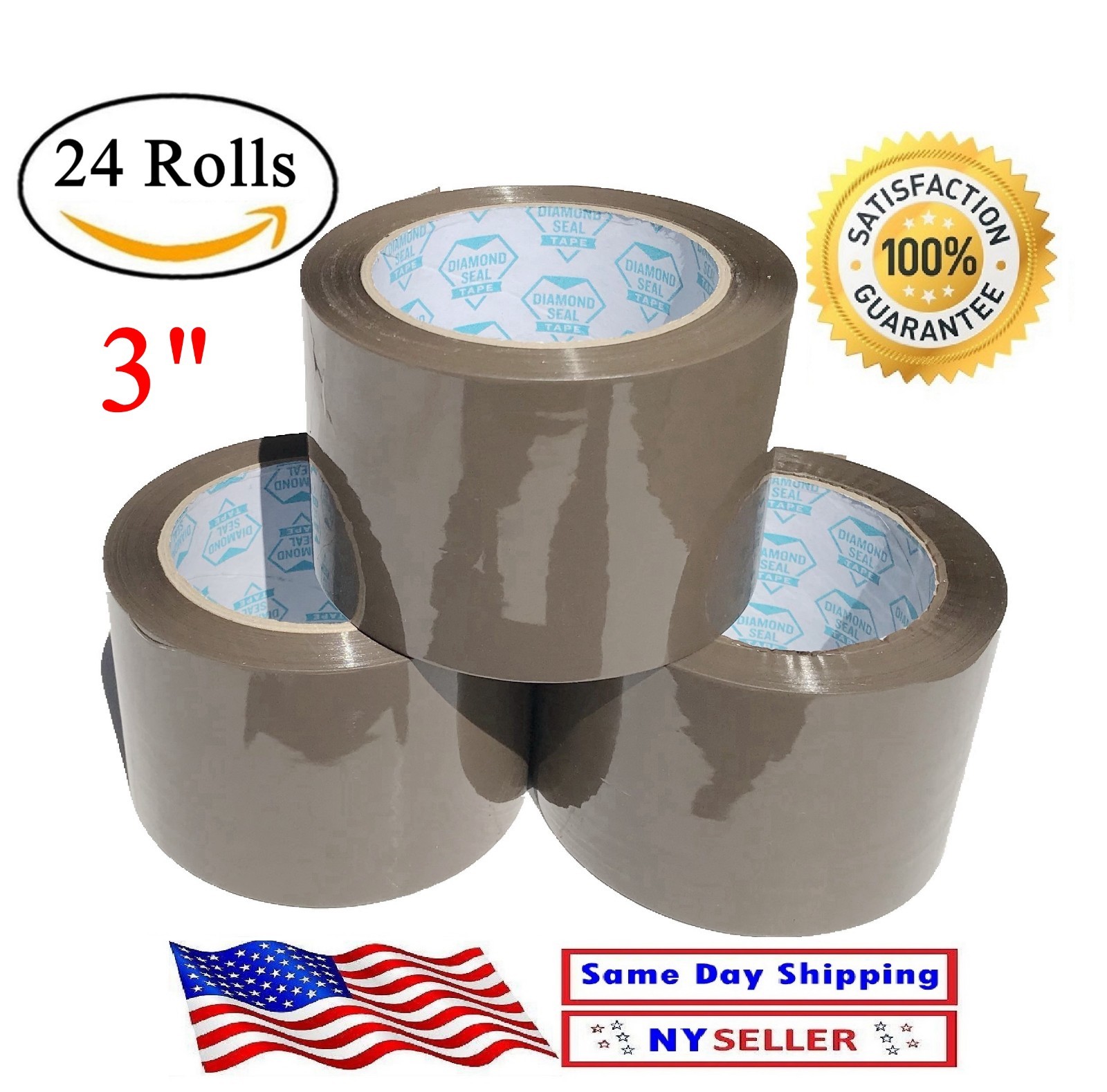 24 Rolls Brown Tan Carton Sealing Packing Tape Shipping 3 Inch 3″x110 yd 330′