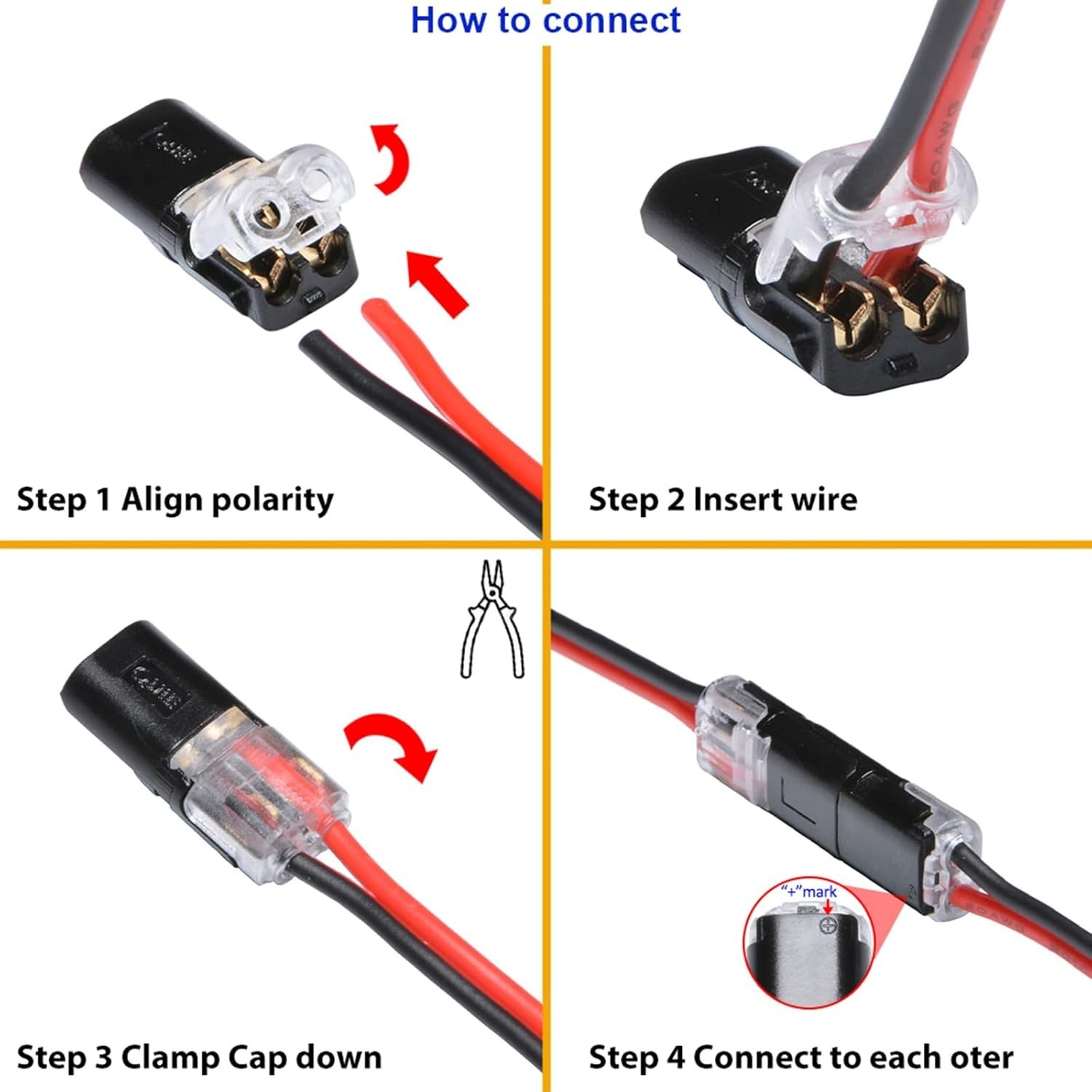 20/50pcs Double-Wire Plug-in Connector Led Light Strip Fast Connectors with 2Pin