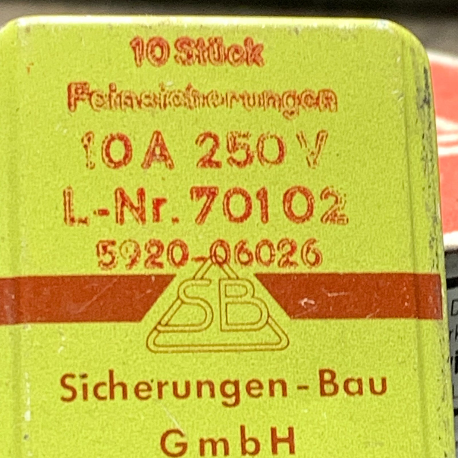 8 – Eight VINTAGE SIBA 10A 250V 5mm x 20mm – Old unknown condition – GERMANY