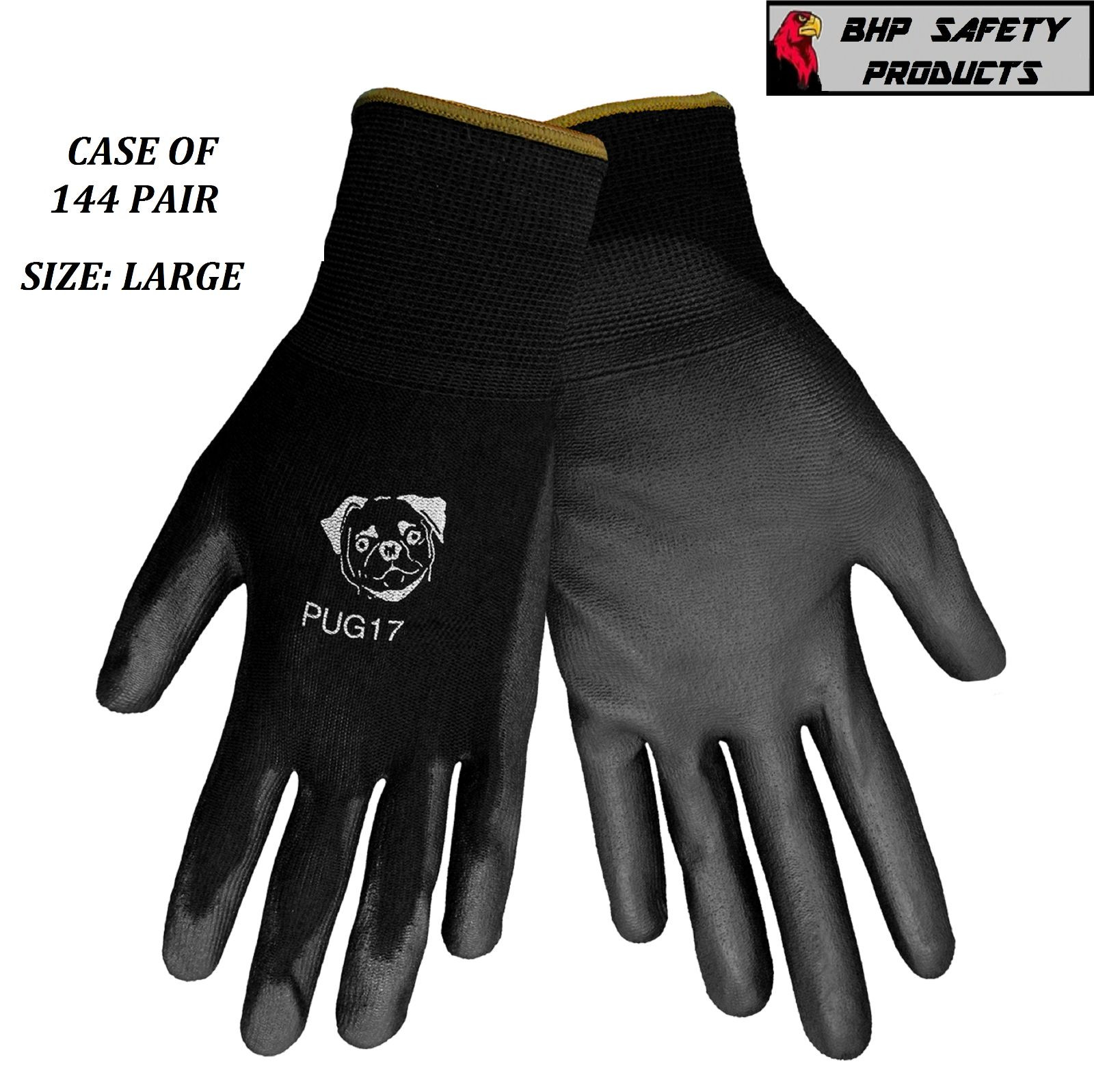 GLOBAL GLOVE PUG17-L POLYURETHANE PU COATED WORK GLOVES SIZE LARGE (144 PAIR)