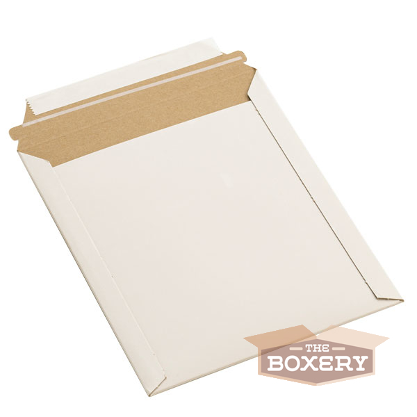 100 – 9×11.5” Rigid Flat Photo Mailers – Self-Seal – White from The Boxery