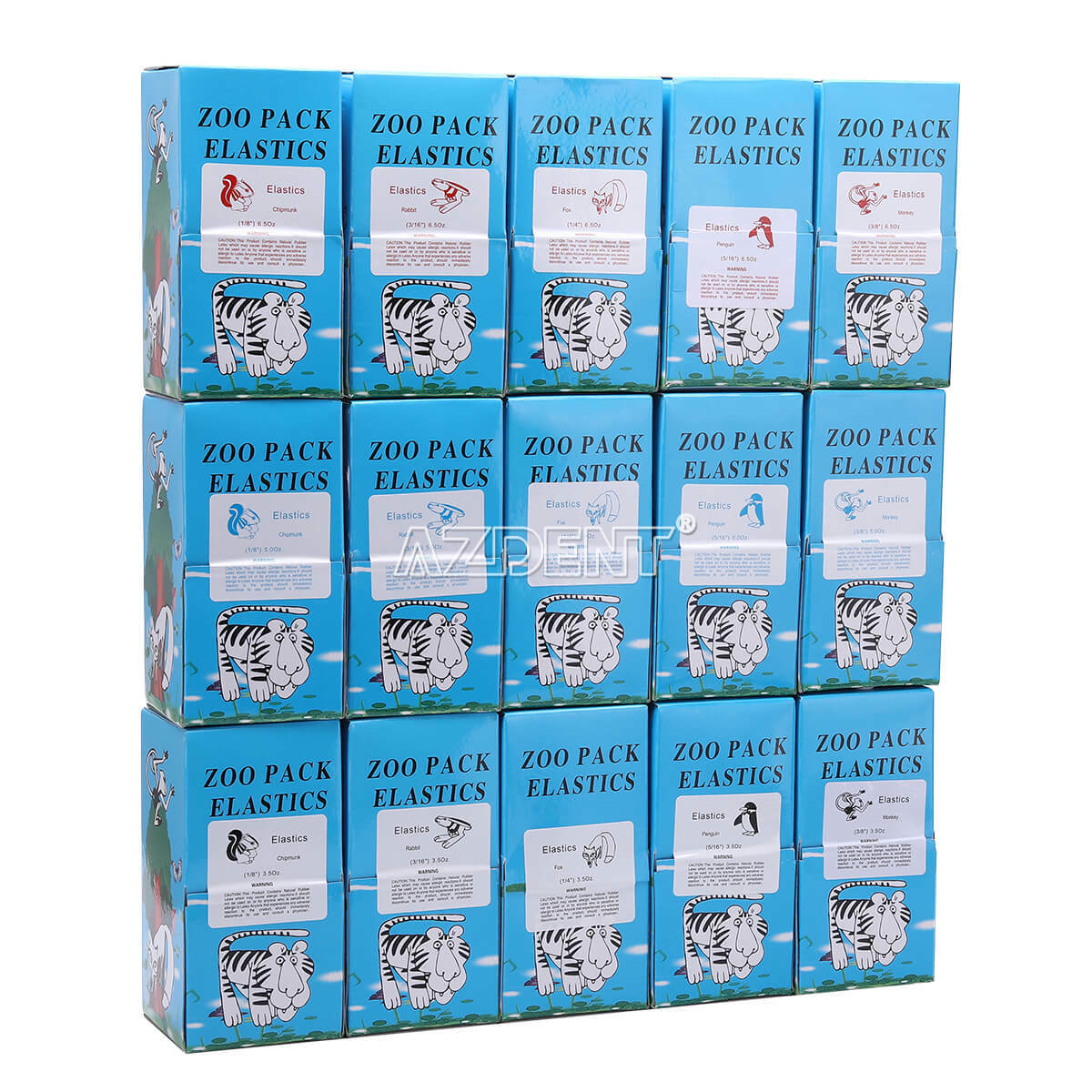 Dental Orthodontic Elastic Rubber Bands Latex Braces Zoo Pack 3.5/5.0/6.5 OZ