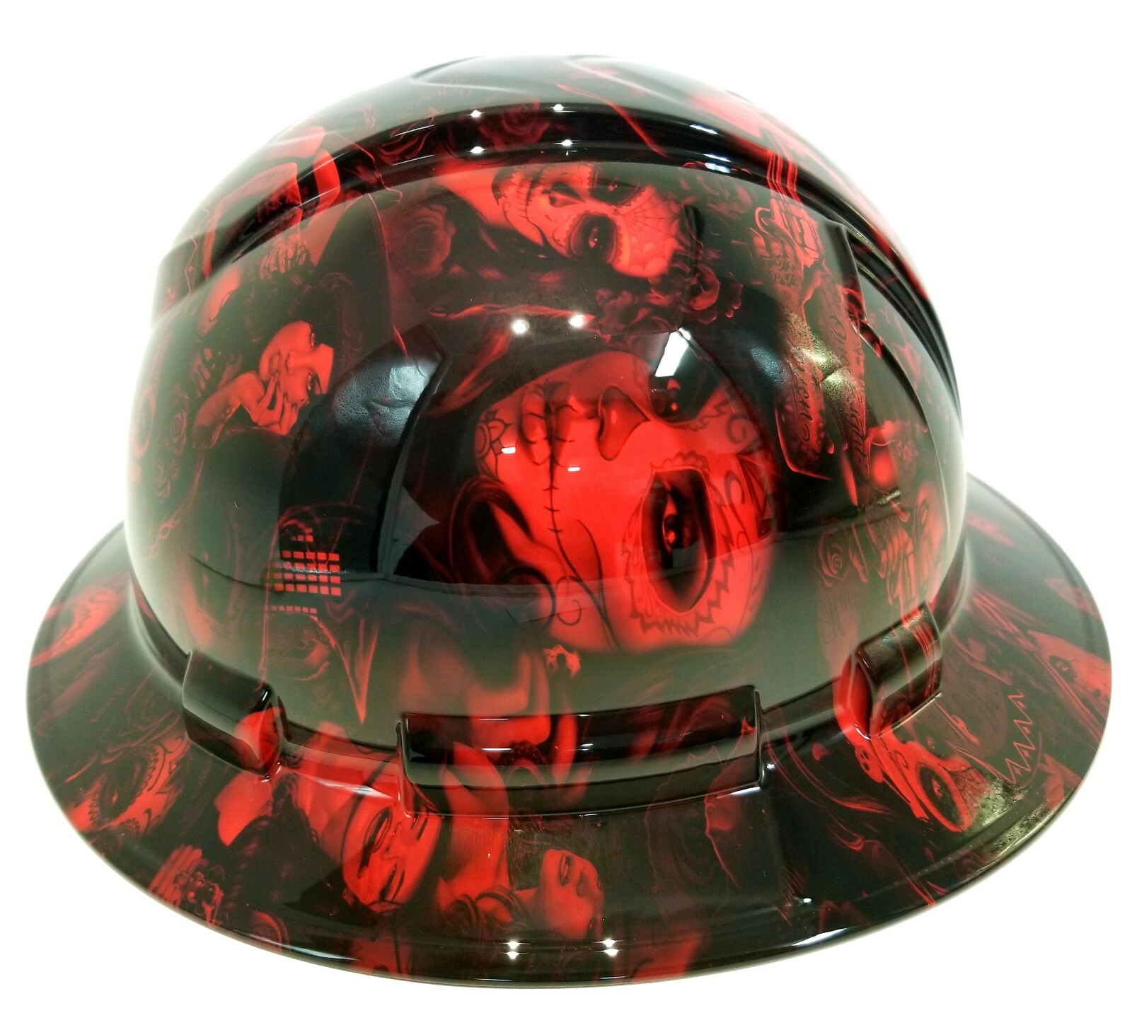 FULL BRIM Hard Hat custom hydro dipped, NEW CANDY RADIOACTIVE RED BANDITO GIRLS
