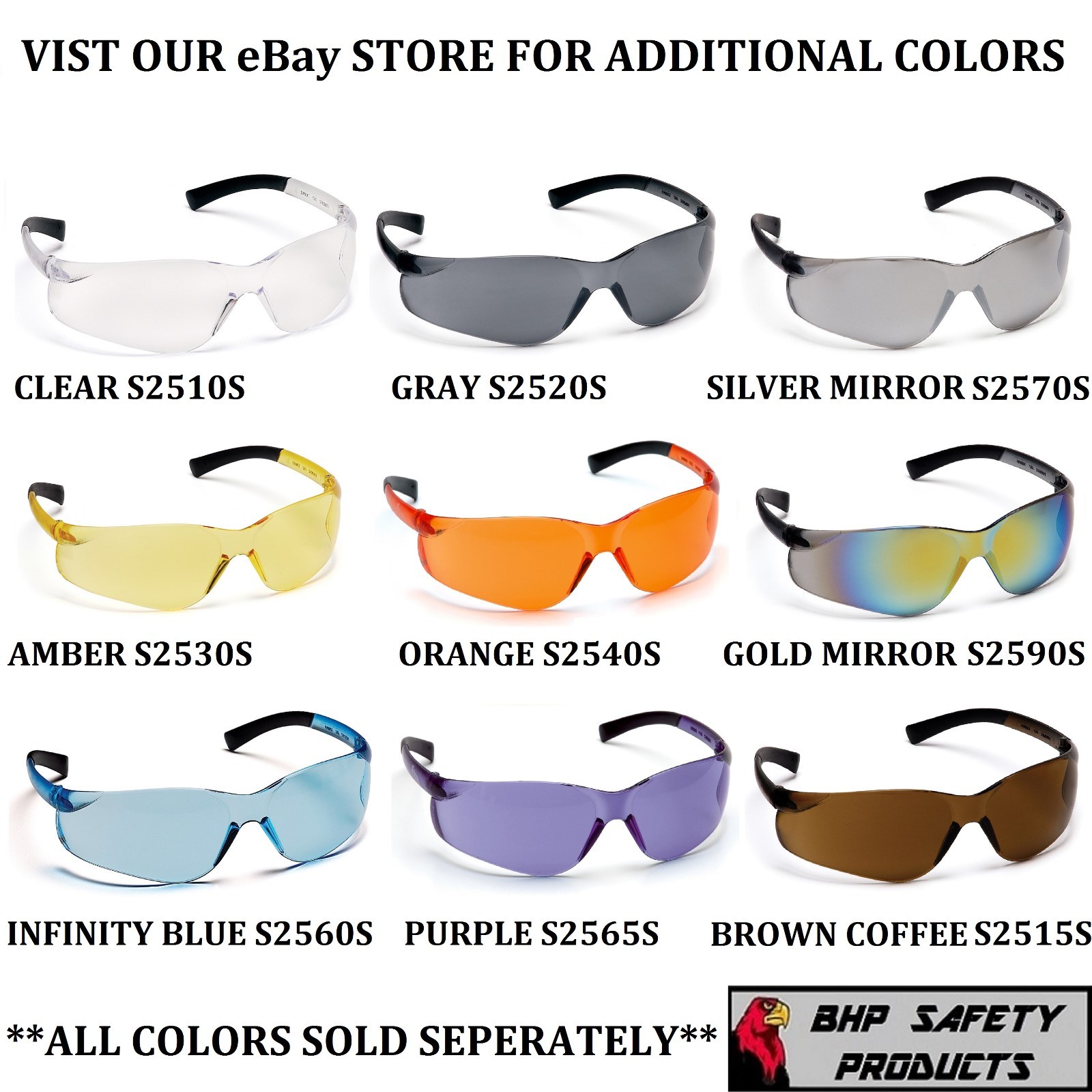 (6 PAIR) PYRAMEX ZTEK SAFETY GLASSES SILVER MIRROR LENS SUNGLASSES S2570S Z87+