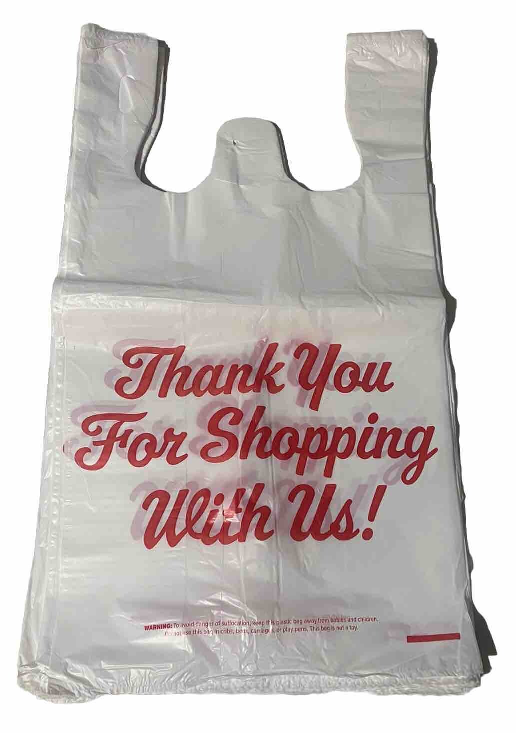 Bags 1/5 Large 23 x 13 x 8″ Thank You” T-Shirt Plastic Grocery Shopping Bags