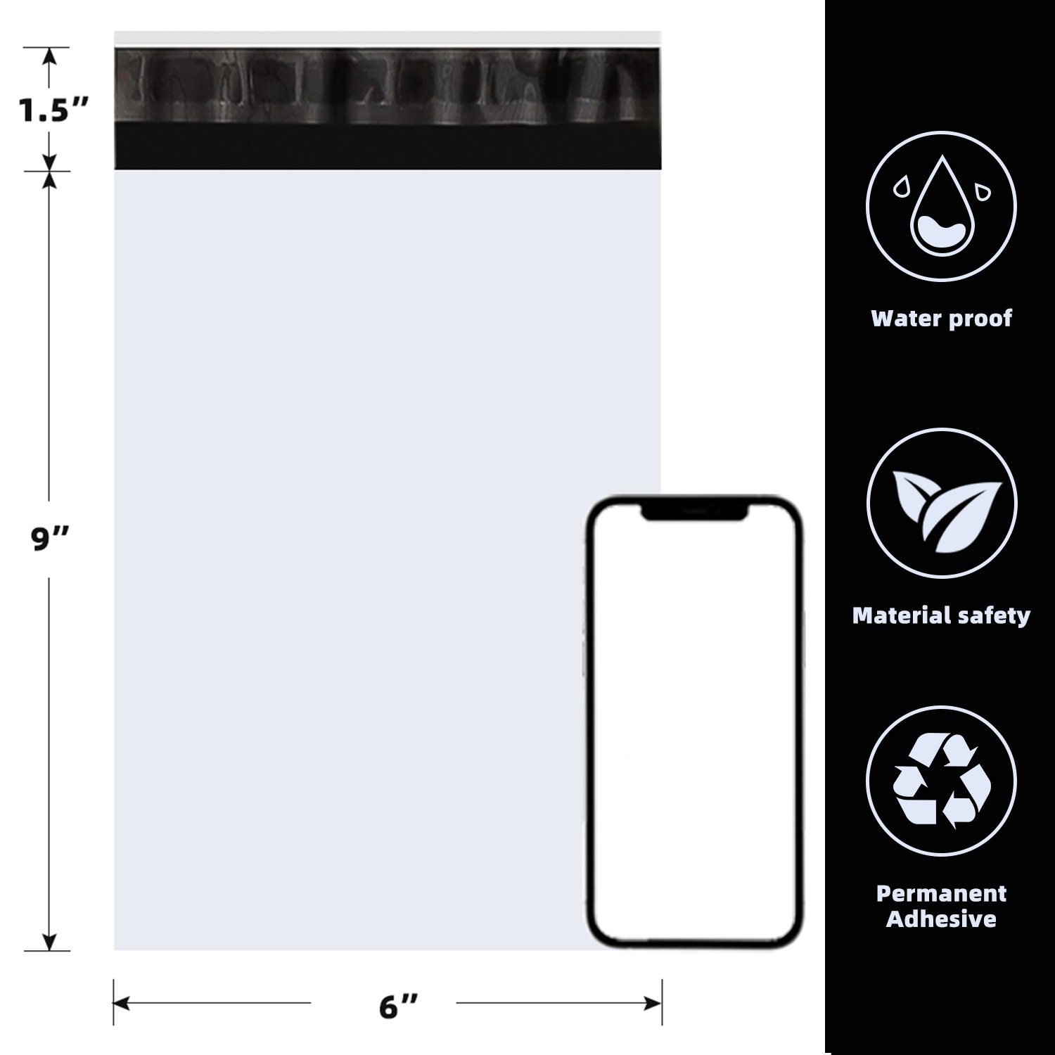 Poly Mailers Shipping Bags – 6×9 7.5×10.5 9×12 10×13 12×15.5 14.5×19 19×24 24×24