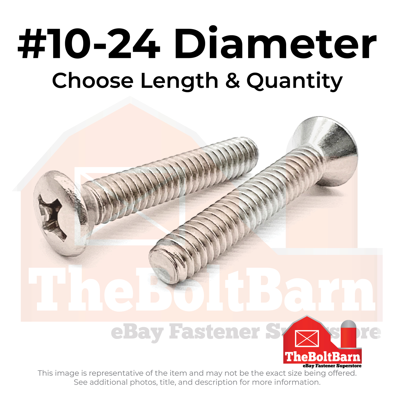 #10-24 18-8 Stainless Steel Phillips Oval Head Machine Screws (Pick Length&Qty)