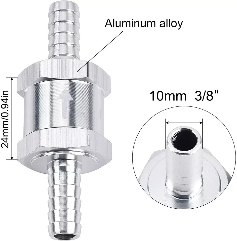 2x 10mm 3/8″ Fuel Line Non-Return One Way Air Fuel Oil Check Valve Diesel Gas