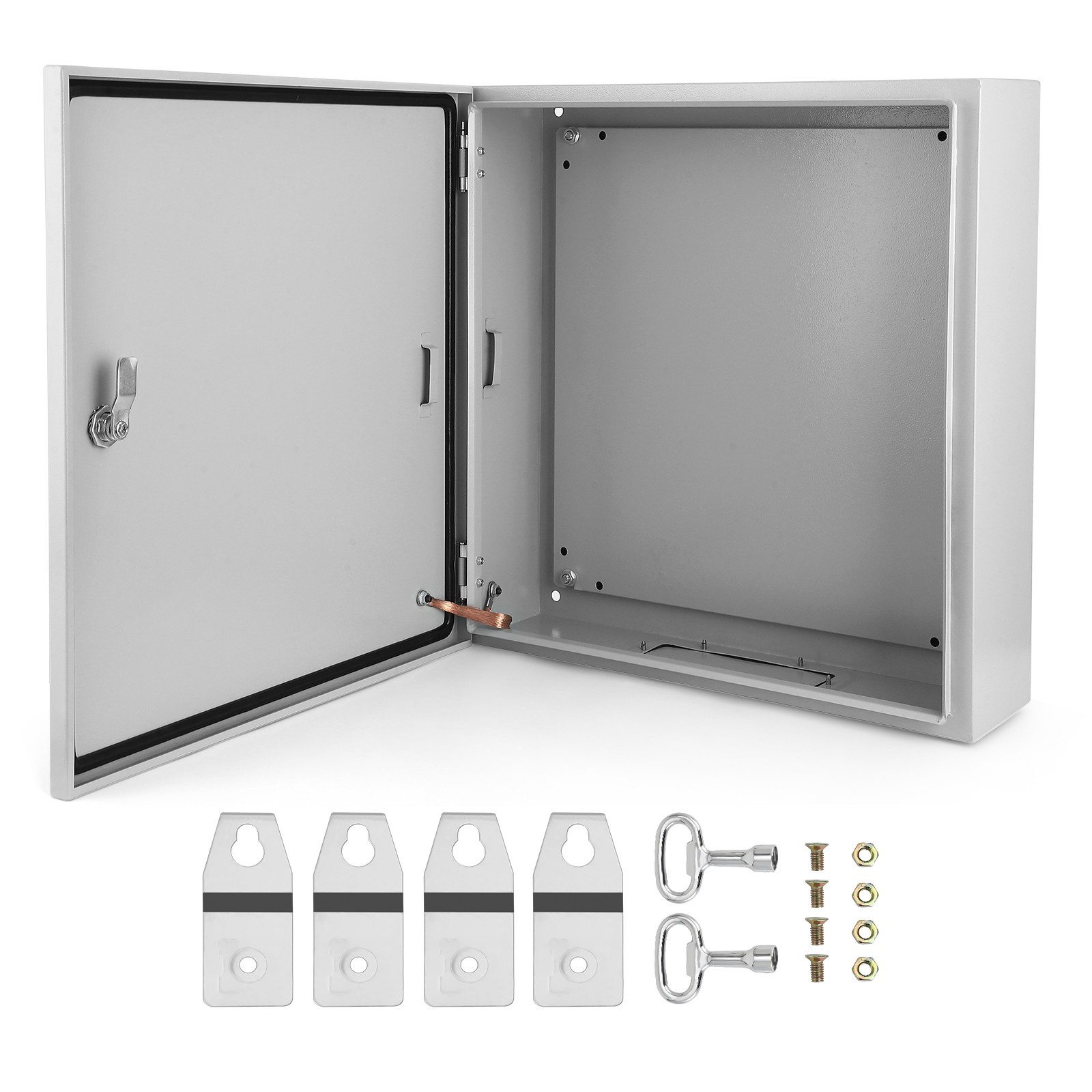 20″Lx20″Hx6″W, IP66 Steel Electrical Enclosure Box with Lock & Waterproof Seal