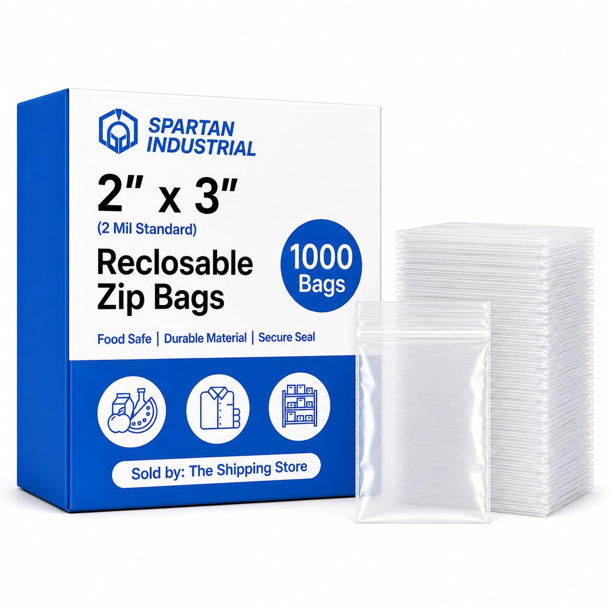 – 2” X 3” (1000 Count) 2 Mil Clear Reclosable Zip Plastic Poly Bags with Rese…