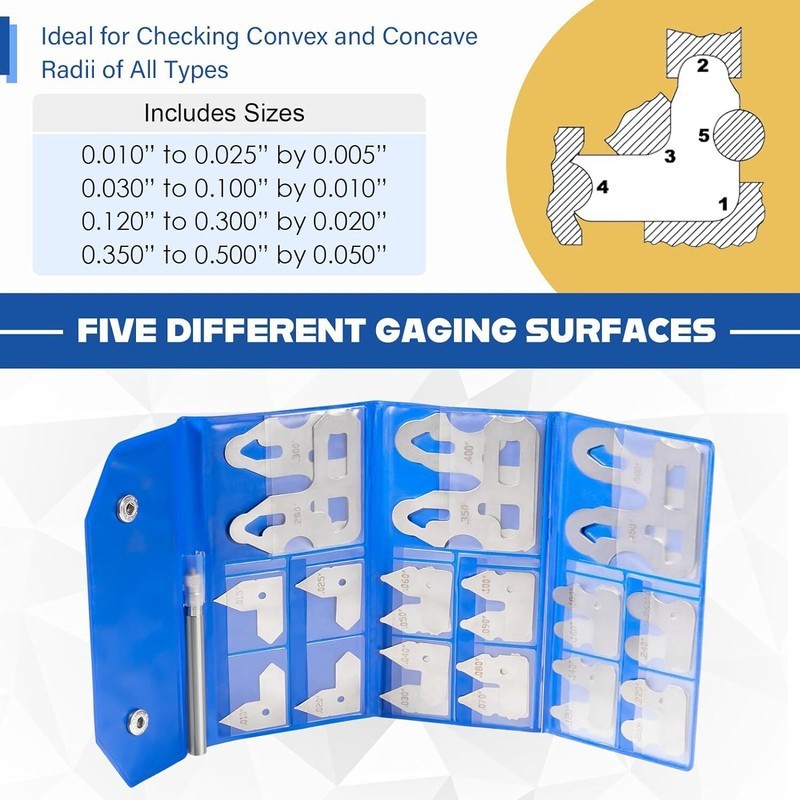 26Pc Radius Gauge Set 0.010-0.500in 3602-5025 CNC Metalworking Automotive Tool