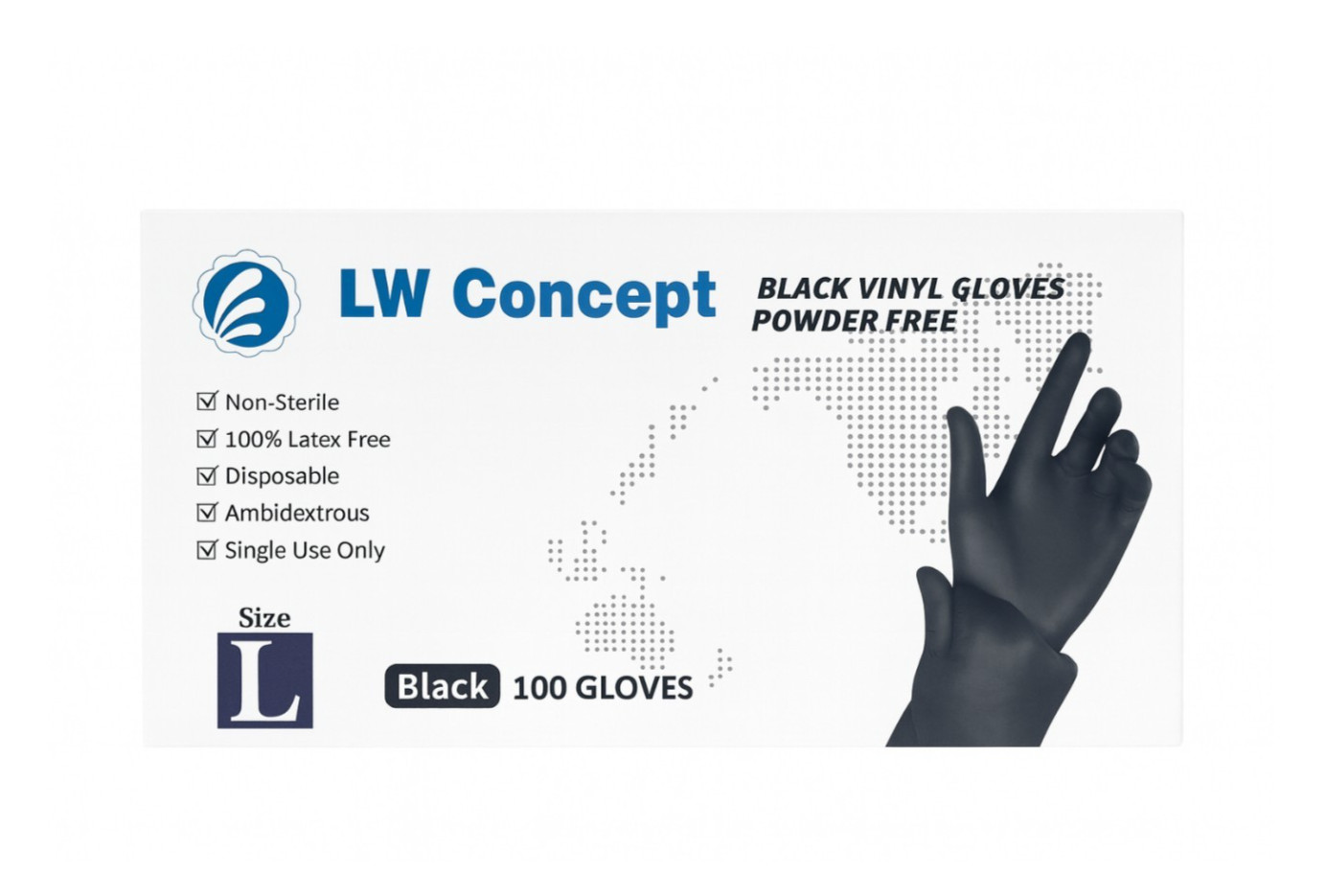 Black Vinyl Gloves, Disposable & Powder Free, Latex Free, Food Safe,100 PCS