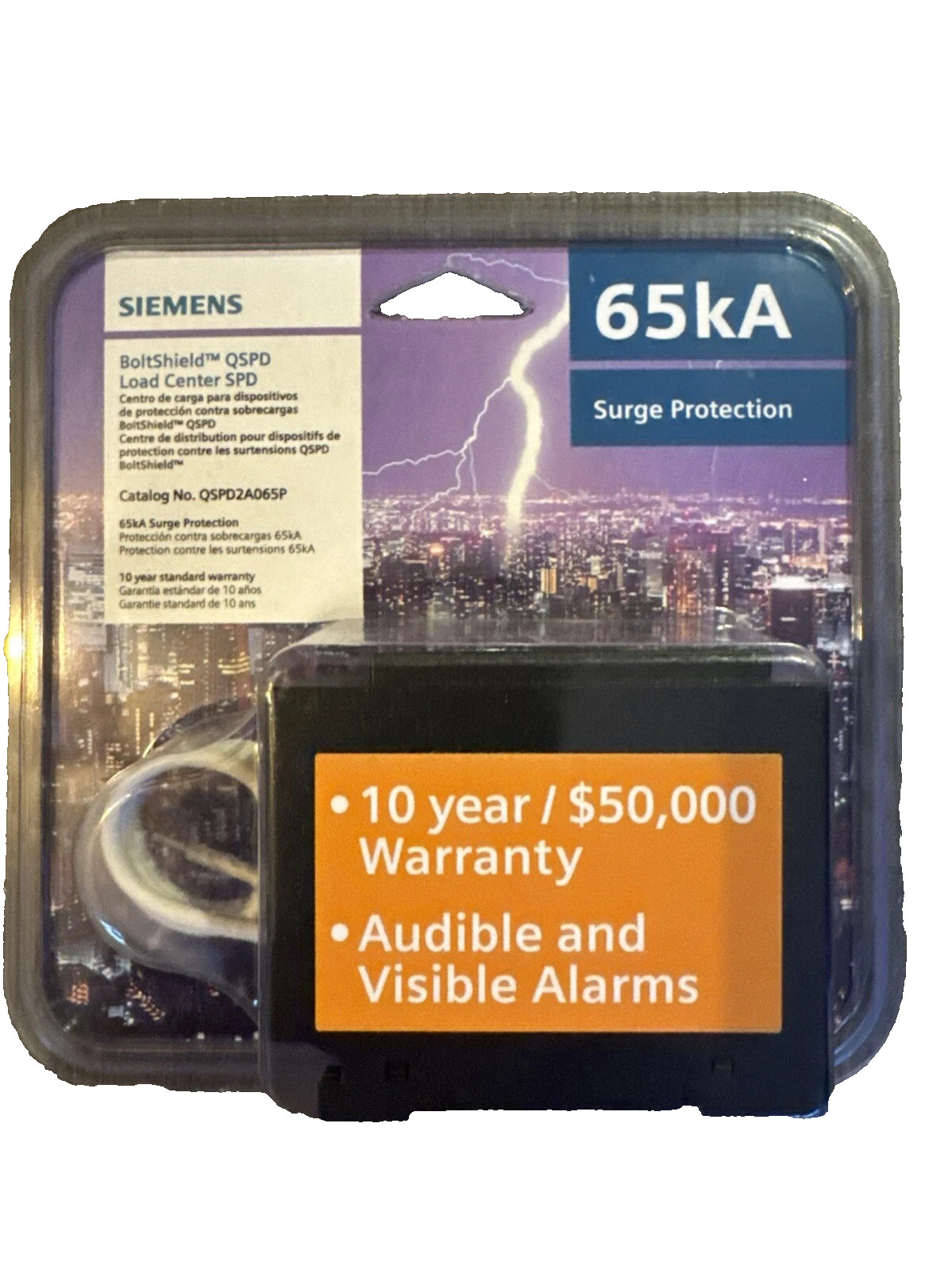 SIEMENS BoltShield 120/240V 65KA AC Home Surge Protection Device QSPD2A065P