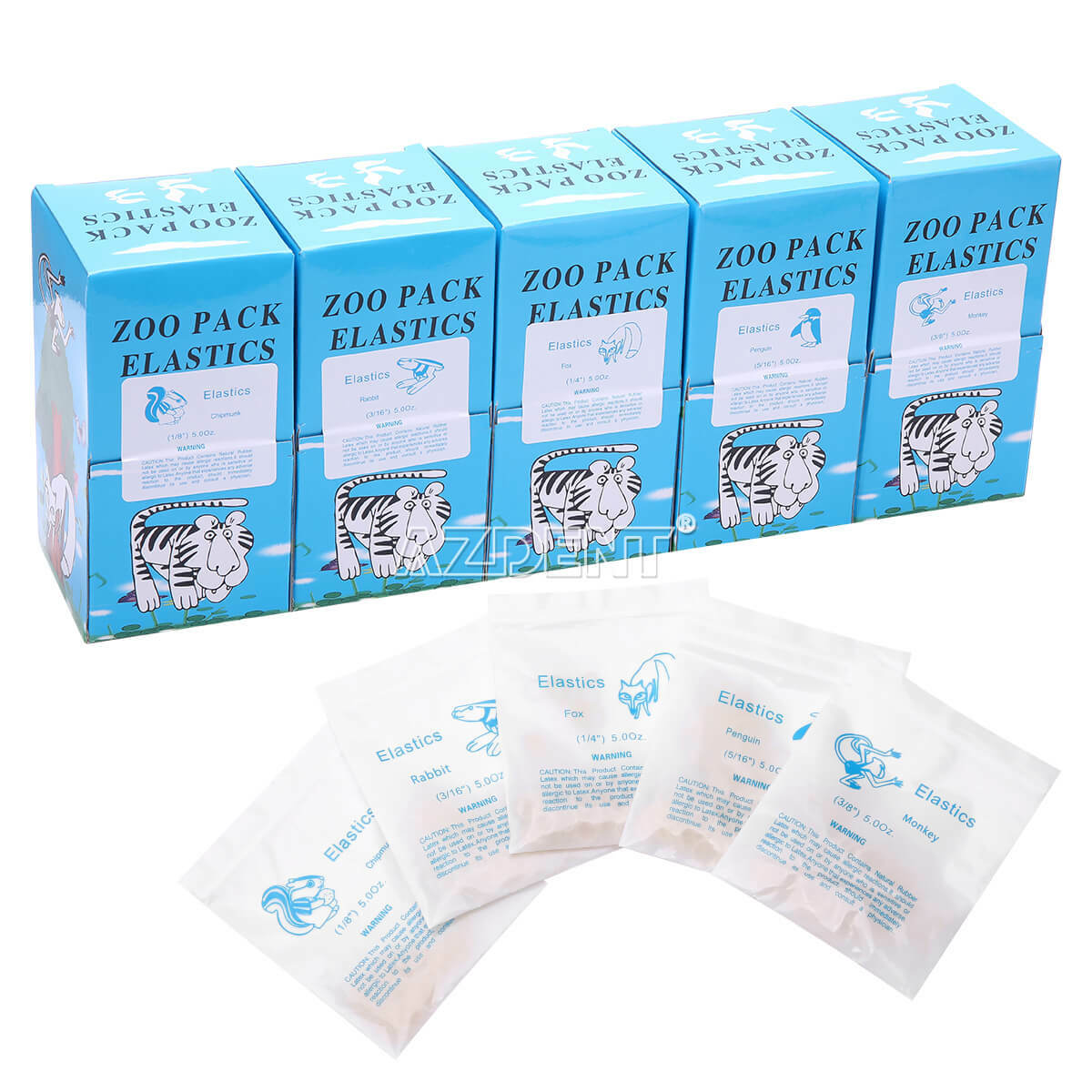 Dental Orthodontic Elastic Rubber Bands Latex Braces Zoo Pack 3.5/5.0/6.5 OZ