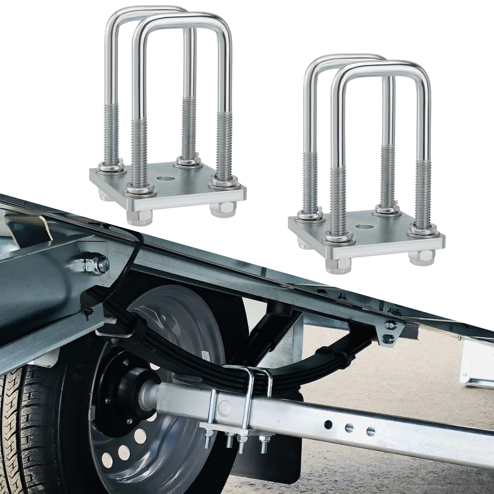 U Bolt Kit 2×2 Axle 5.25in Trailer Leaf Spring Hardware Set