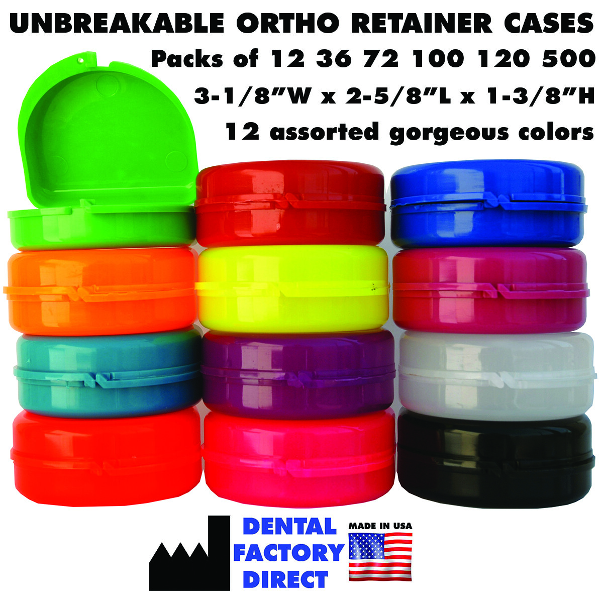 Dental Retainer Box Orthodontic Appliance Guard Snap Closure, 12-500 Cases – USA