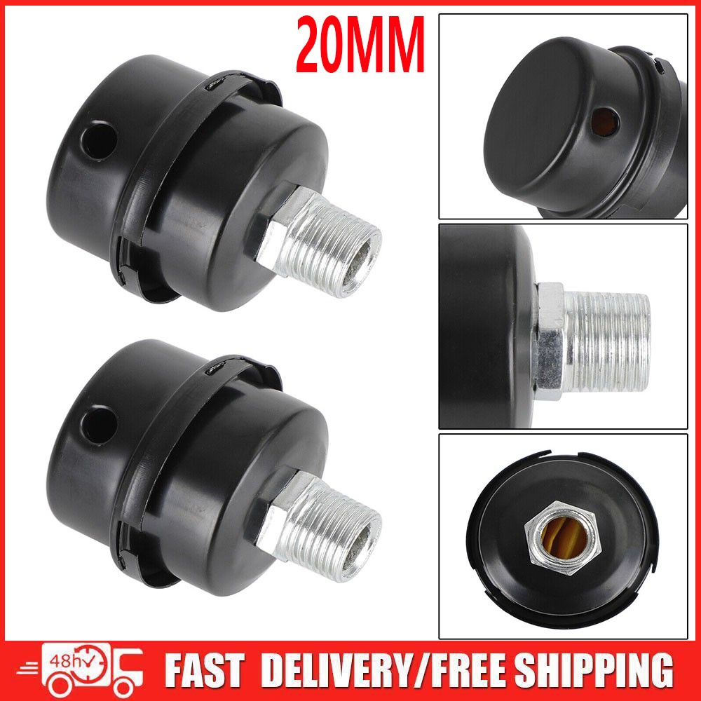 2x Filter Metal Air Compressor Intake Filter Noise Muffler Silencer 1/2″ 20Mm