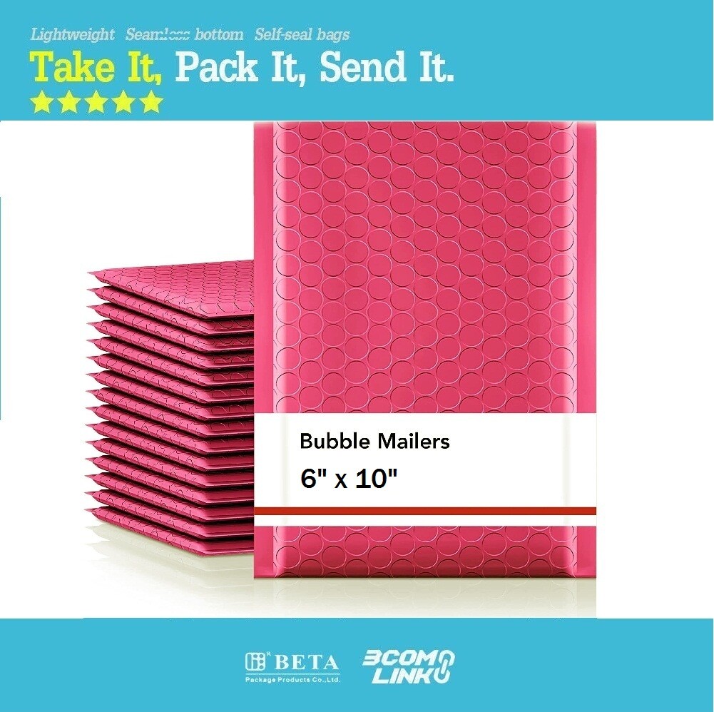 #0 6×10 (6×9) Poly Bubble Mailer Padded Envelope Shipping Bag Premium Hot Pink
