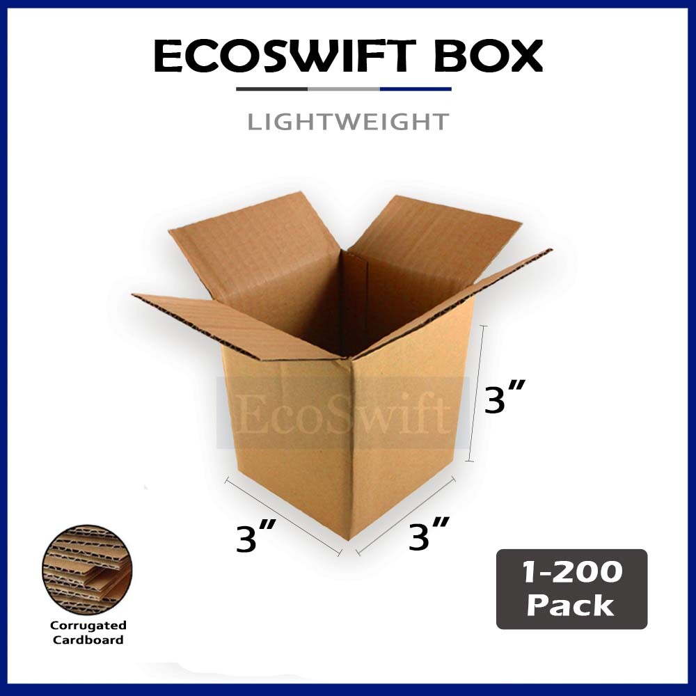 1-200 3x3x3 “EcoSwift” Cardboard Packing Mailing Shipping Corrugated Box Cartons
