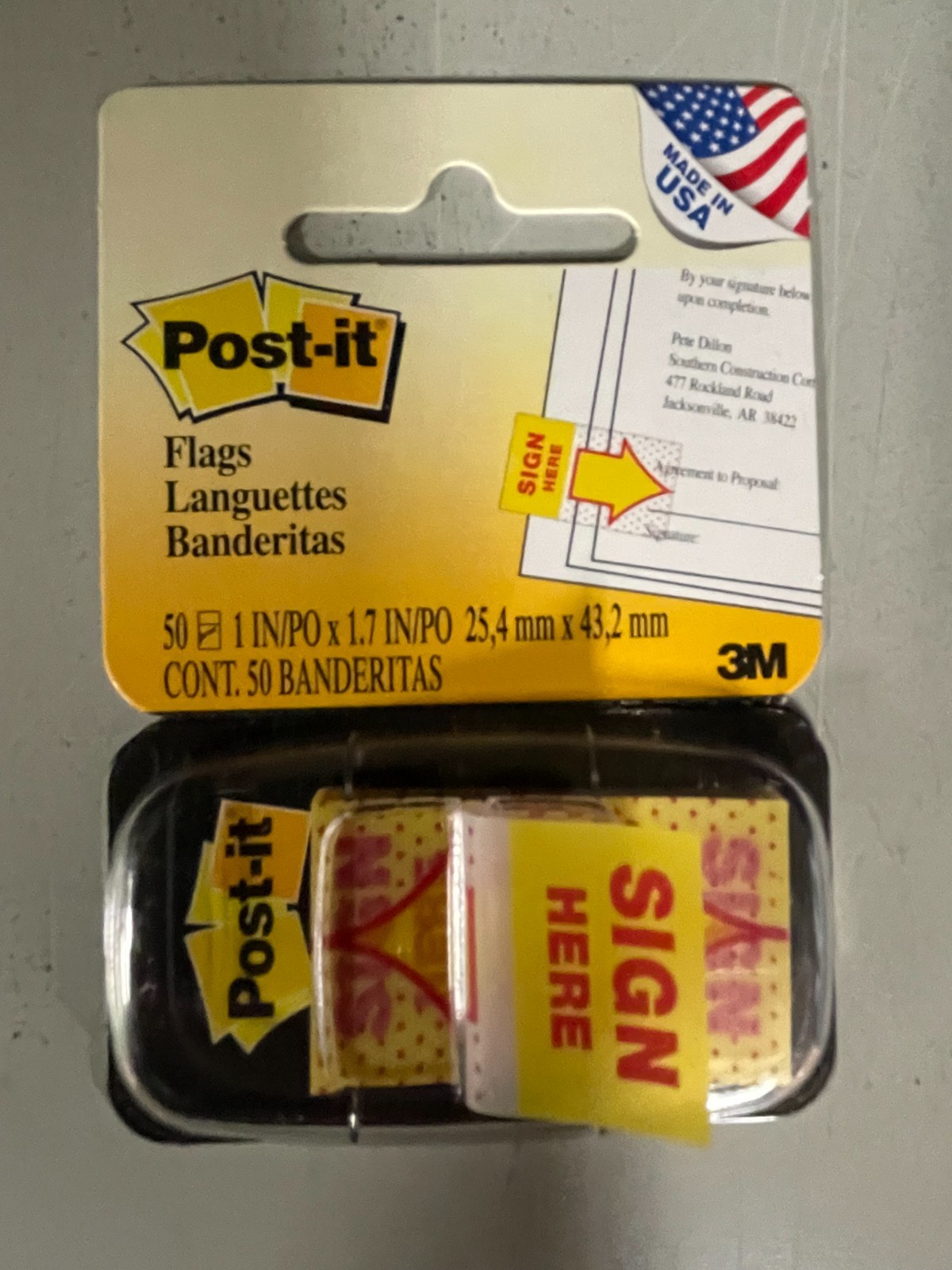 Post it flags “Sign Here” (1 box with 24 packets of 50 flags each = 1,200 flags)