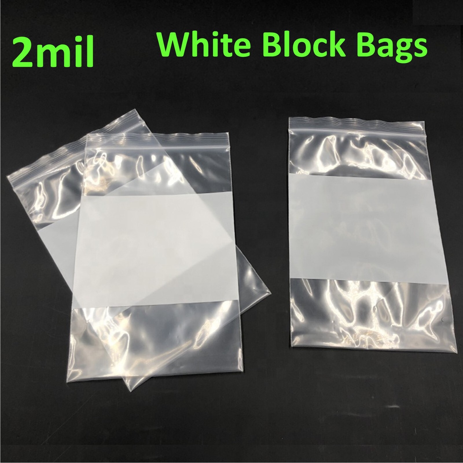 2Mil White Block Top Lock Seal Bags Writable Reclosable Zip Plastic Parts Bag