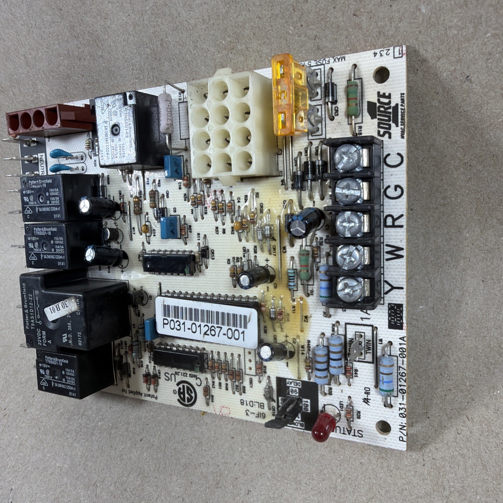 🔥 York Coleman P031-01267-001 Furnace Circuit Board SOURCE1 031-01267-001A