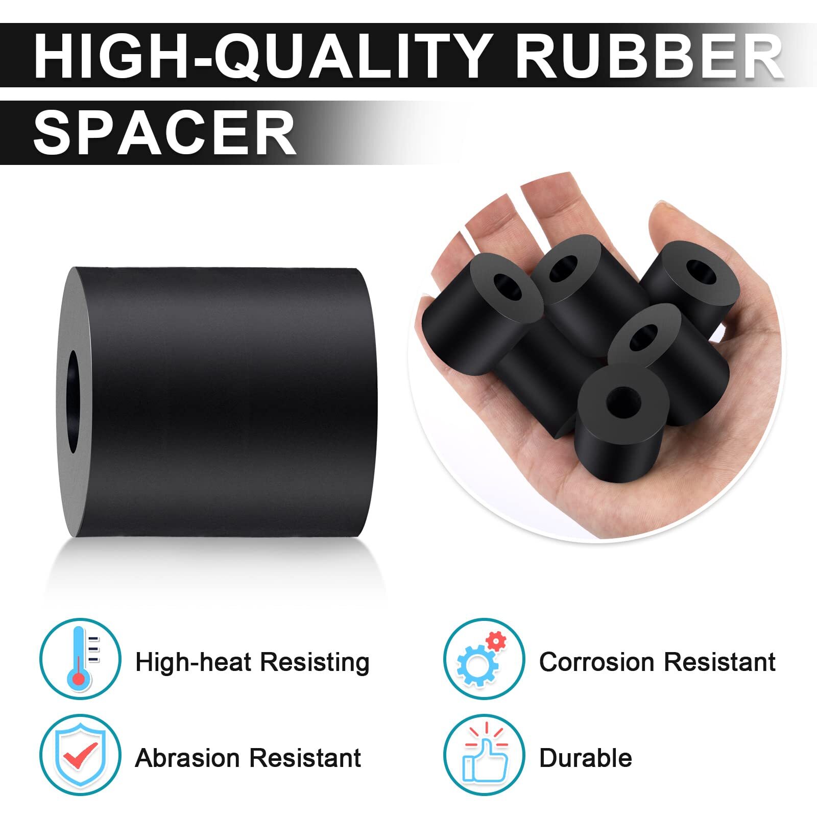 Rubber Spacer 1 Inch OD x 3/8 Inch ID x 1 Inch Thickness Rubber Bushing Round…