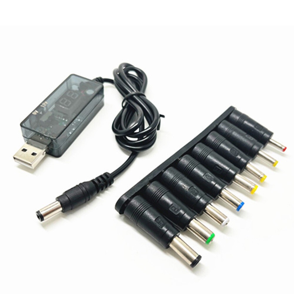 5V USB to DC 9V 12V Step-Up Converter Boost Cable Power Supply for Router+8 Plug