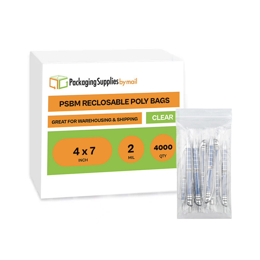 4000 Pcs 4″ x 7″ Zipper Bags Clear 2 Mil Reclosable Self Seal Packaging Polybag