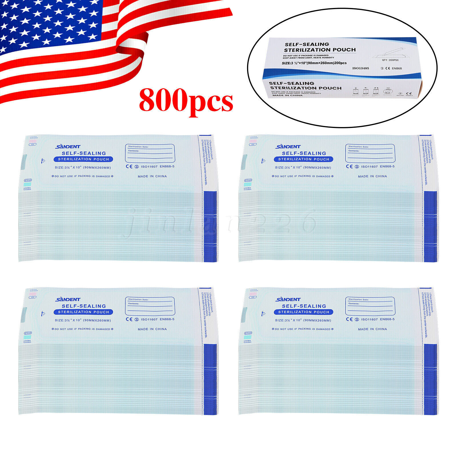 3.5″ X 10″ Self Sterilization Pouches Autoclave Pouch, Sterilizer Bags Dental US