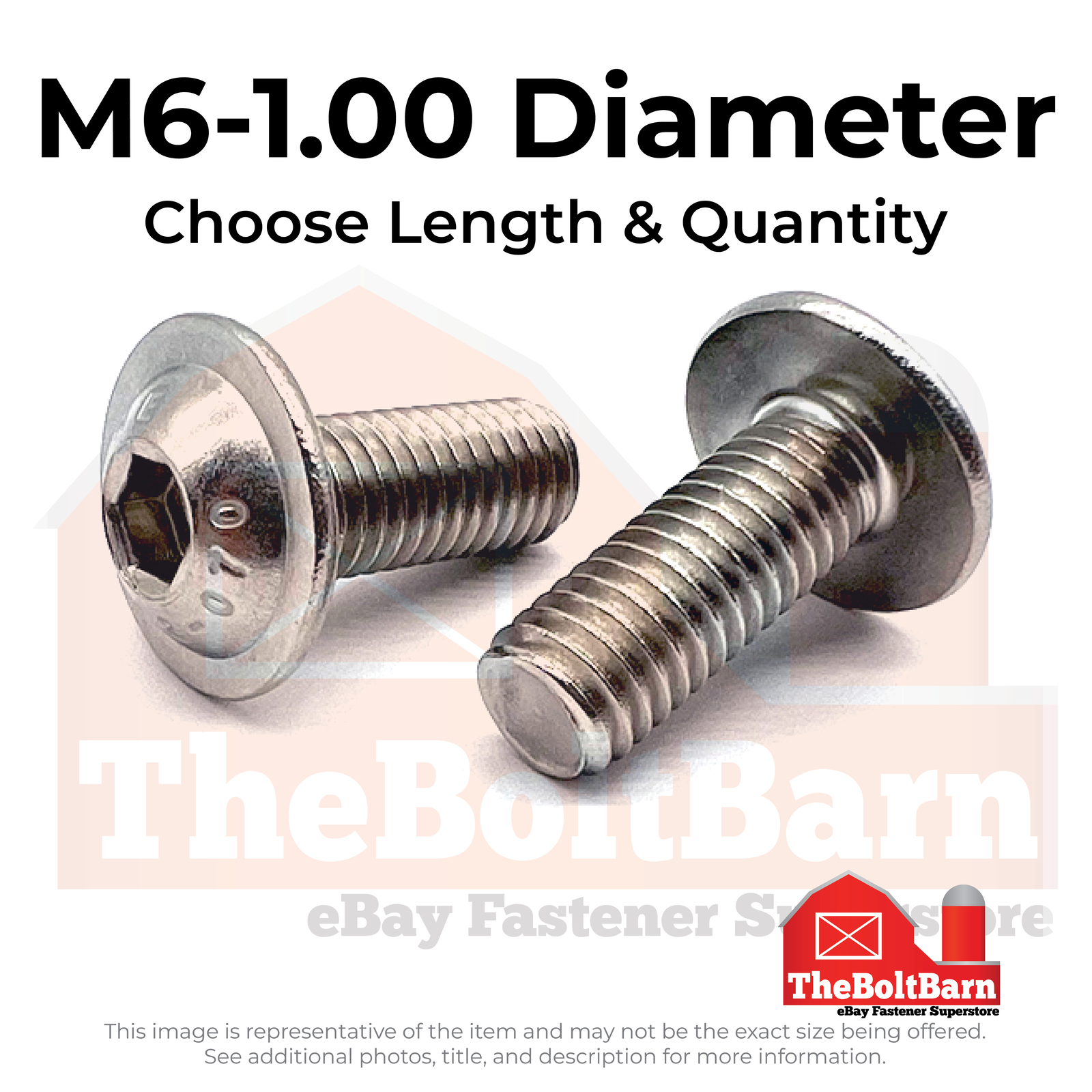 M6-1.0 A2-70 Stainless Steel Button Flange Socket Cap Screws (Choose Length&Qty)
