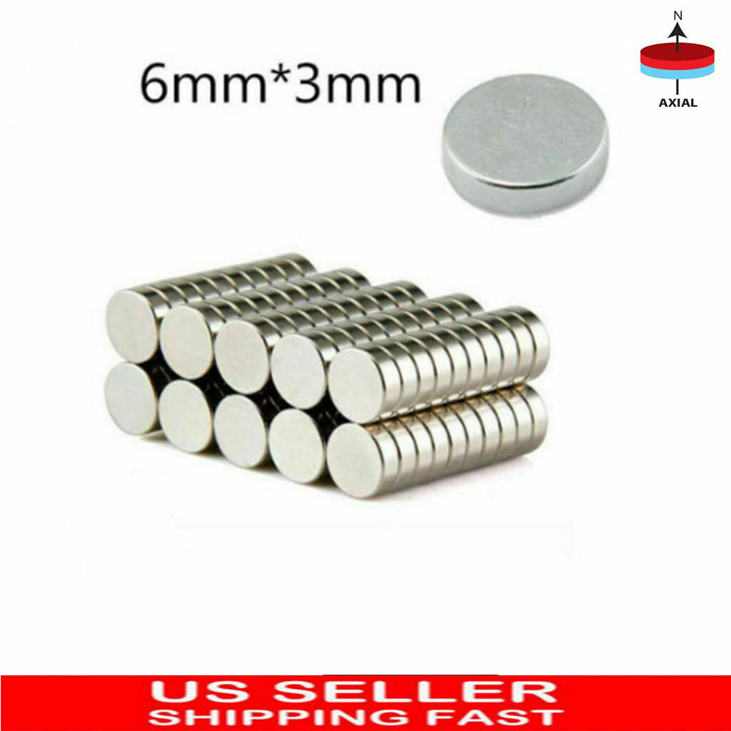 6mm x 3mm N52 Fridge Magnet Strong Disc Rare Earth Neodymium 1/4″x1/8″ 20-200PCS