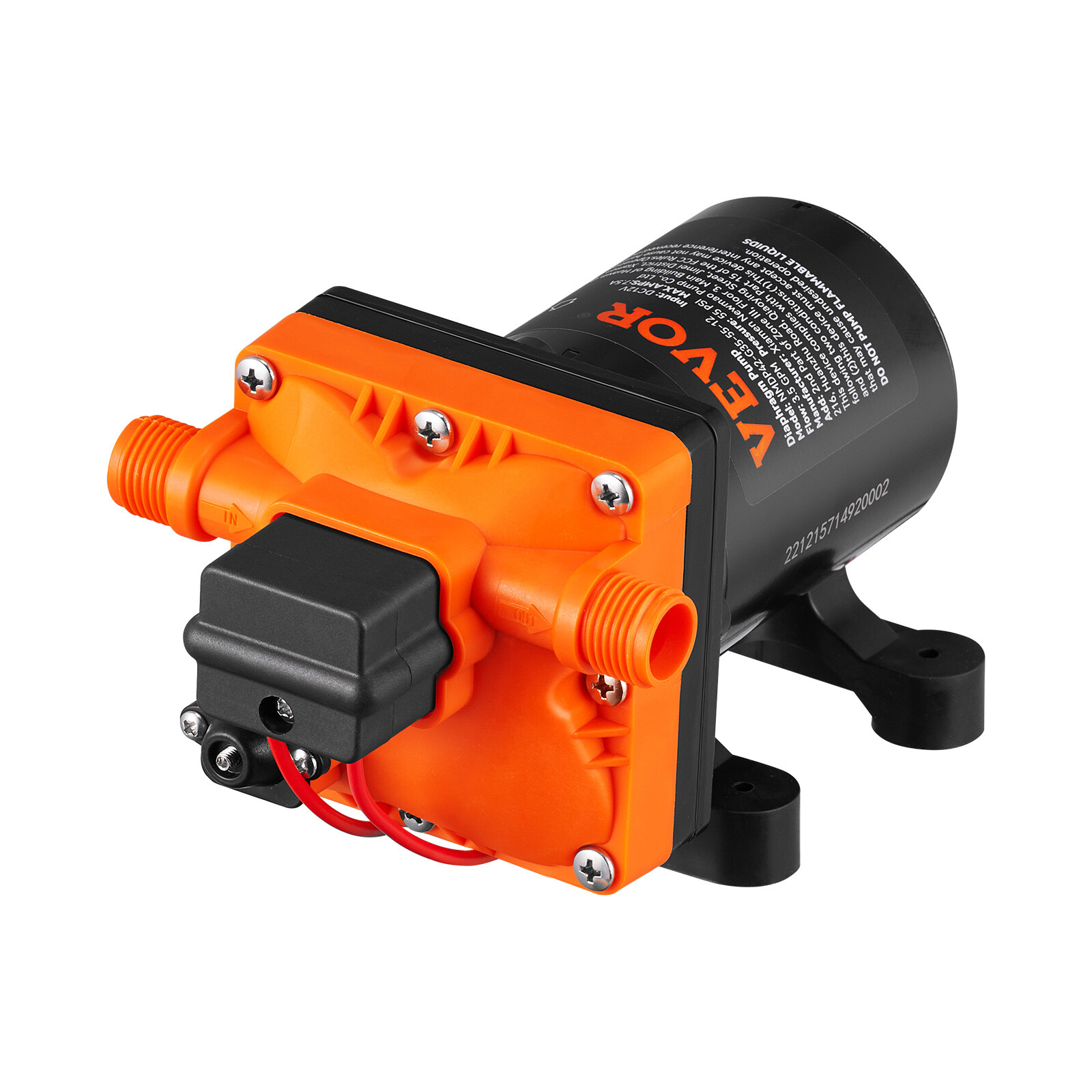 VEVOR 12V Water Pressure Diaphragm Pump Self-Priming Pump 55 PSI 3.5 GPM Boat RV