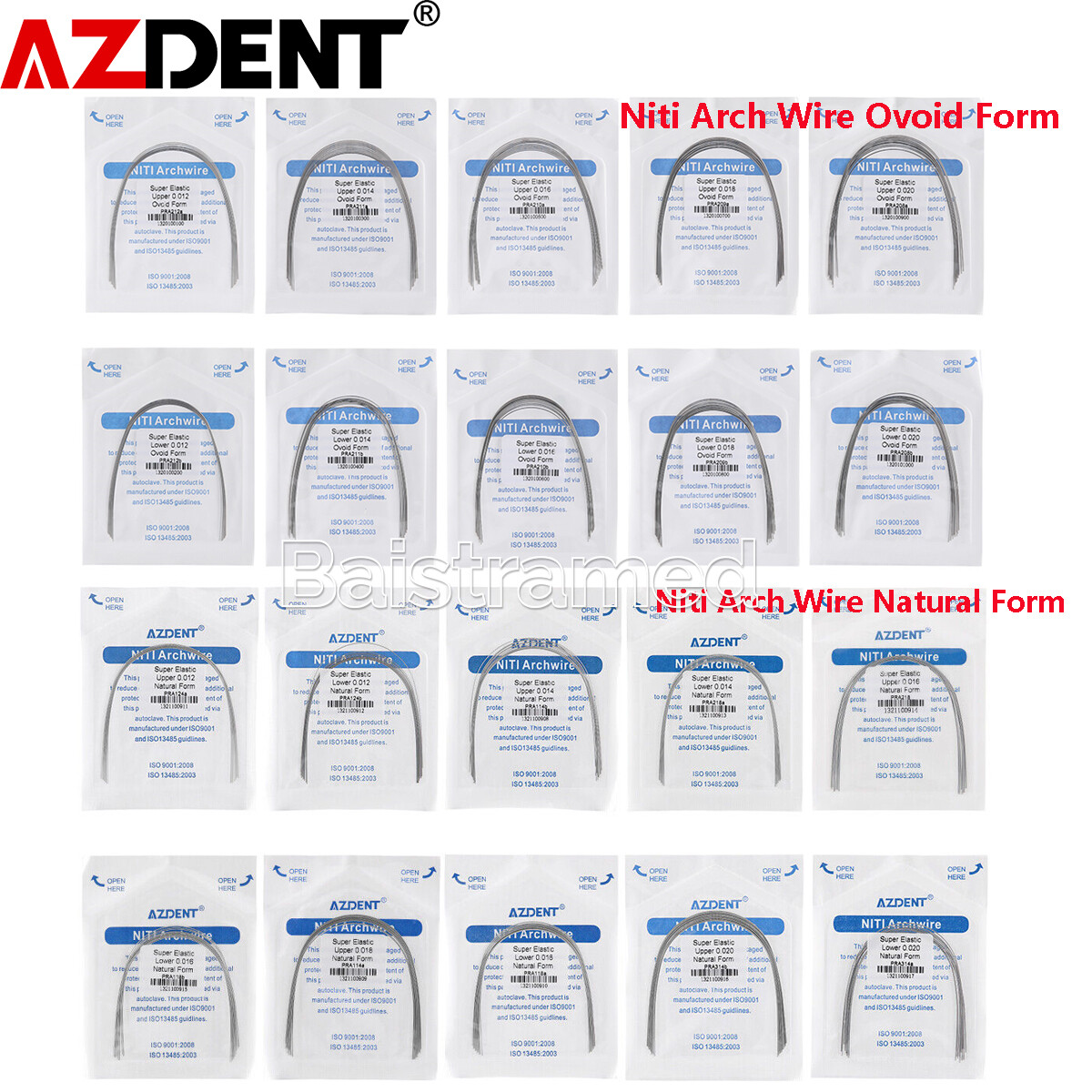 AZDENT Dental Orthodontic Super Elastic Niti Arch Wire Round Ovoid/Nature Form