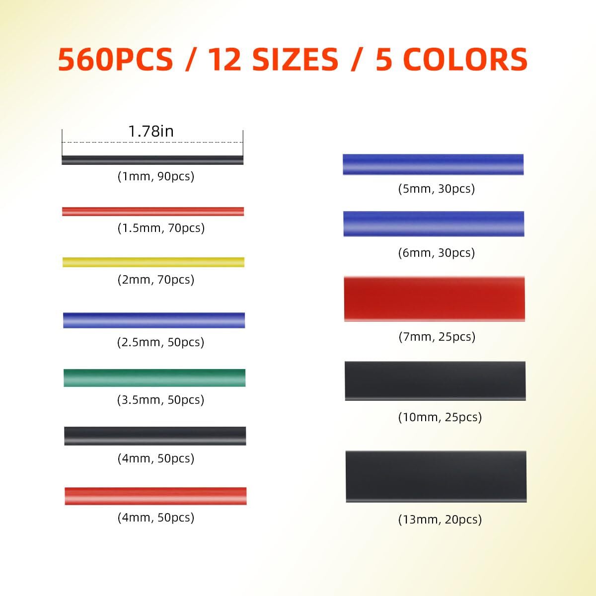 560 Pcs Heat Shrink Tubing Kit-4:1 Ratio Adhesive Lined Marine Grade Shrink Wrap