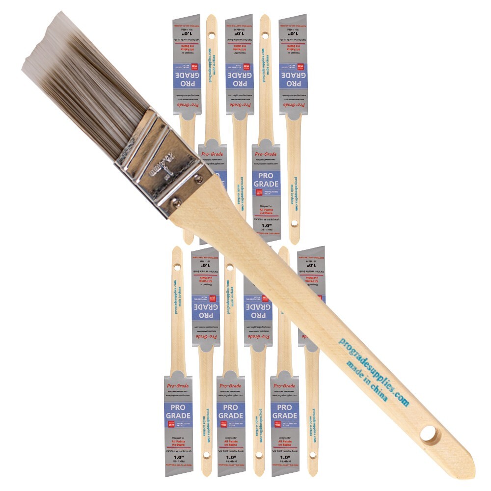 12Pack – 1″ Angle Brushes for All Latex and Oil Paints & Stains